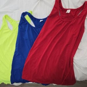 Women's Racer Back Gym Tank Tops - Red, Blue, and Yellow